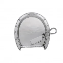 Equestrian Decor Arthur Court Equestrian Plate With Server - Horseshoe