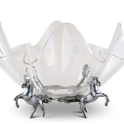 Arthur Court Equestrian 11" Acrylic Bowl With Horse Stand Equestrian Decor