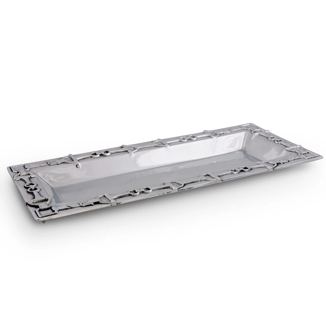 Budget 🎉 Arthur Court Equestrian Oblong Tray - Bit Pattern Equestrian Decor 🔔 4 Arthur Court Equestrian Oblong Tray - Bit Pattern Equestrian Decor