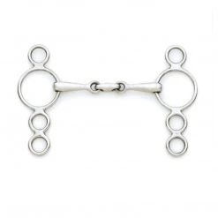 English Riding Supply Centaur Stainless Steel Small Cheek 3-Ring Gag With Center Peanut Bit Horse Bits