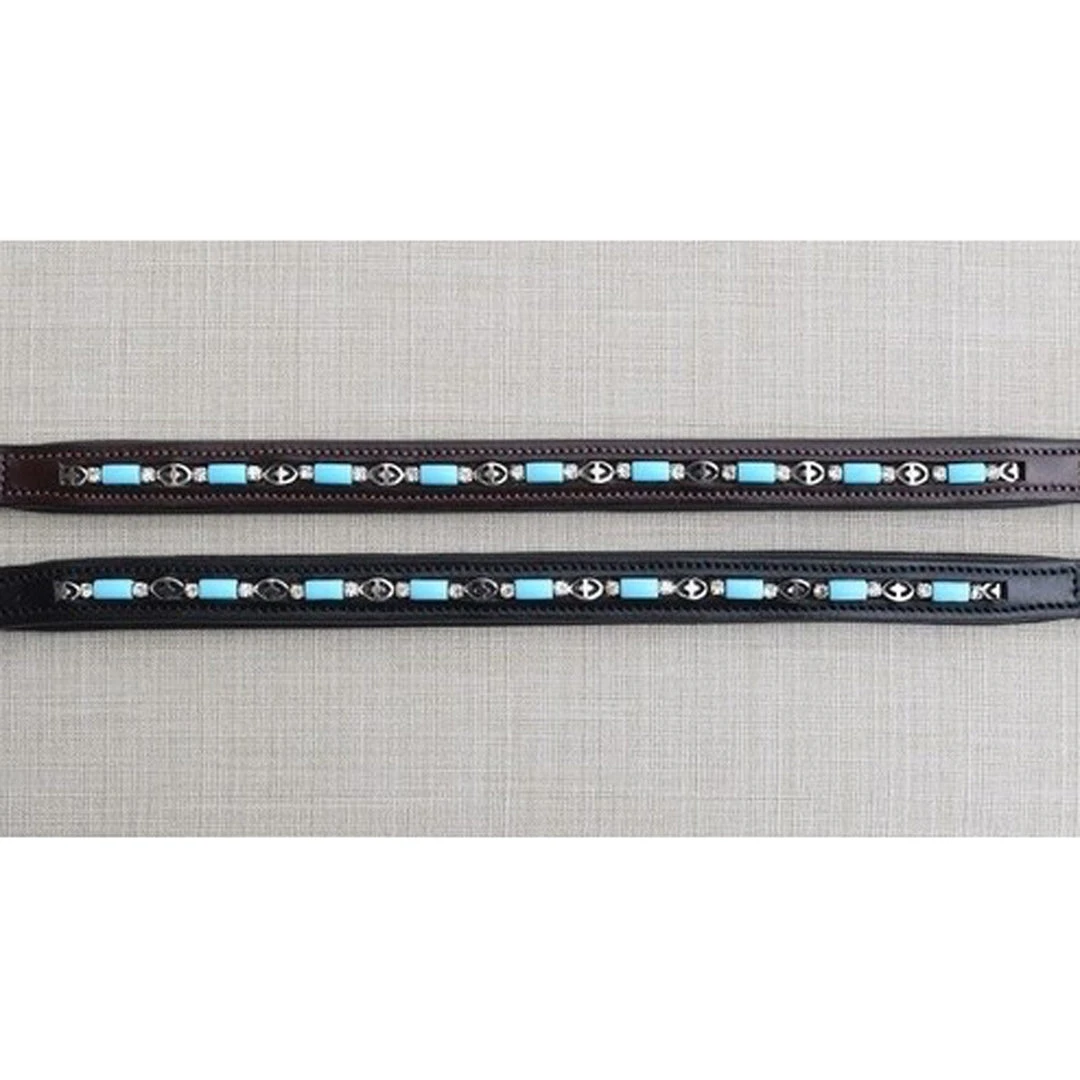 Budget 🌟 English Bridles Red Barn By KL Select Blue Bead Browband ✨ 3 English Bridles Red Barn By KL Select Blue Bead Browband