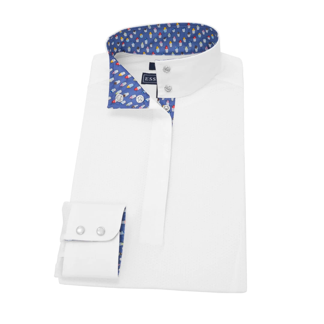 Discount 😍 Show Shirts Essex Classics Ladies "Snowcones" Talent Yarn Straight Collar Long Sleeve Show Shirt 🎁 3 Show Shirts Essex Classics Ladies "Snowcones" Talent Yarn Straight Collar Long Sleeve Show Shirt