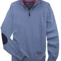 Sweaters Essex Classics “Trey” Quarter-Zip Sweater "Peeps" Light Denim