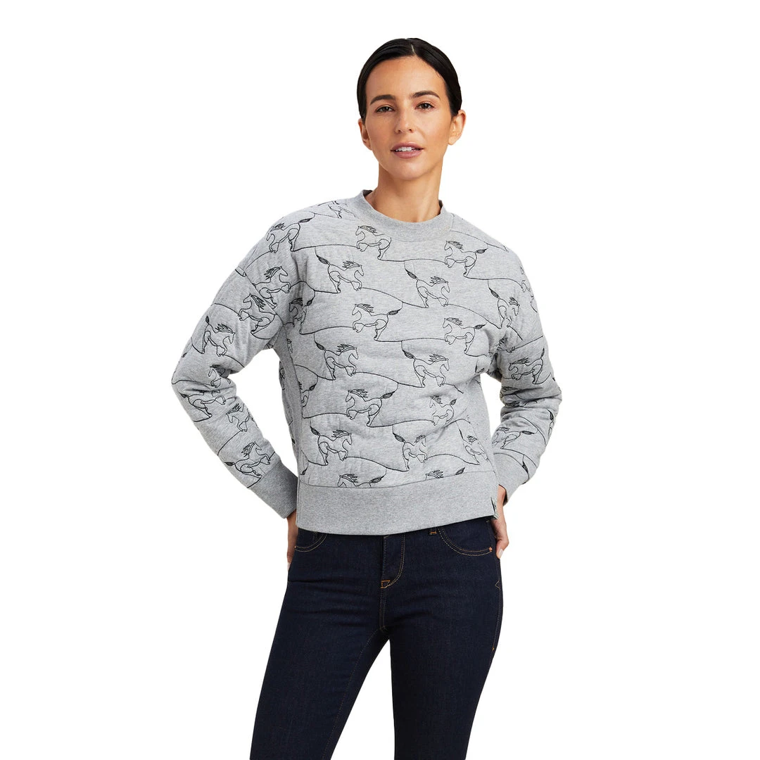 Outlet 💯 Ariat Women's Contour Equine Crew Sweatshirt ⭐ 3 Ariat Women's Contour Equine Crew Sweatshirt