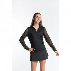 Hannah Childs Women's Mariah Long Sleeve Zip Polo Shirts & Tops