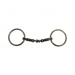 French Equestrian Jump'in Double Jointed Blue Steel With Copper Rings Loose Ring Bit