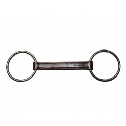 French Equestrian Horse Bits Jump' In Straight Leather Loose Ring Bit