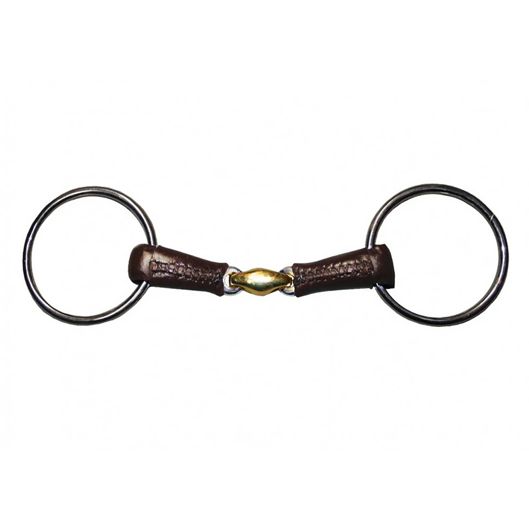 Best deal ✔️ French Equestrian Jump'in Leather Covered French Link Loose Ring Bit 🎉 3 French Equestrian Jump'in Leather Covered French Link Loose Ring Bit