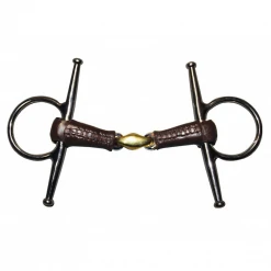 French Equestrian Jump'in Leather Covered French Link Full Cheek Bit