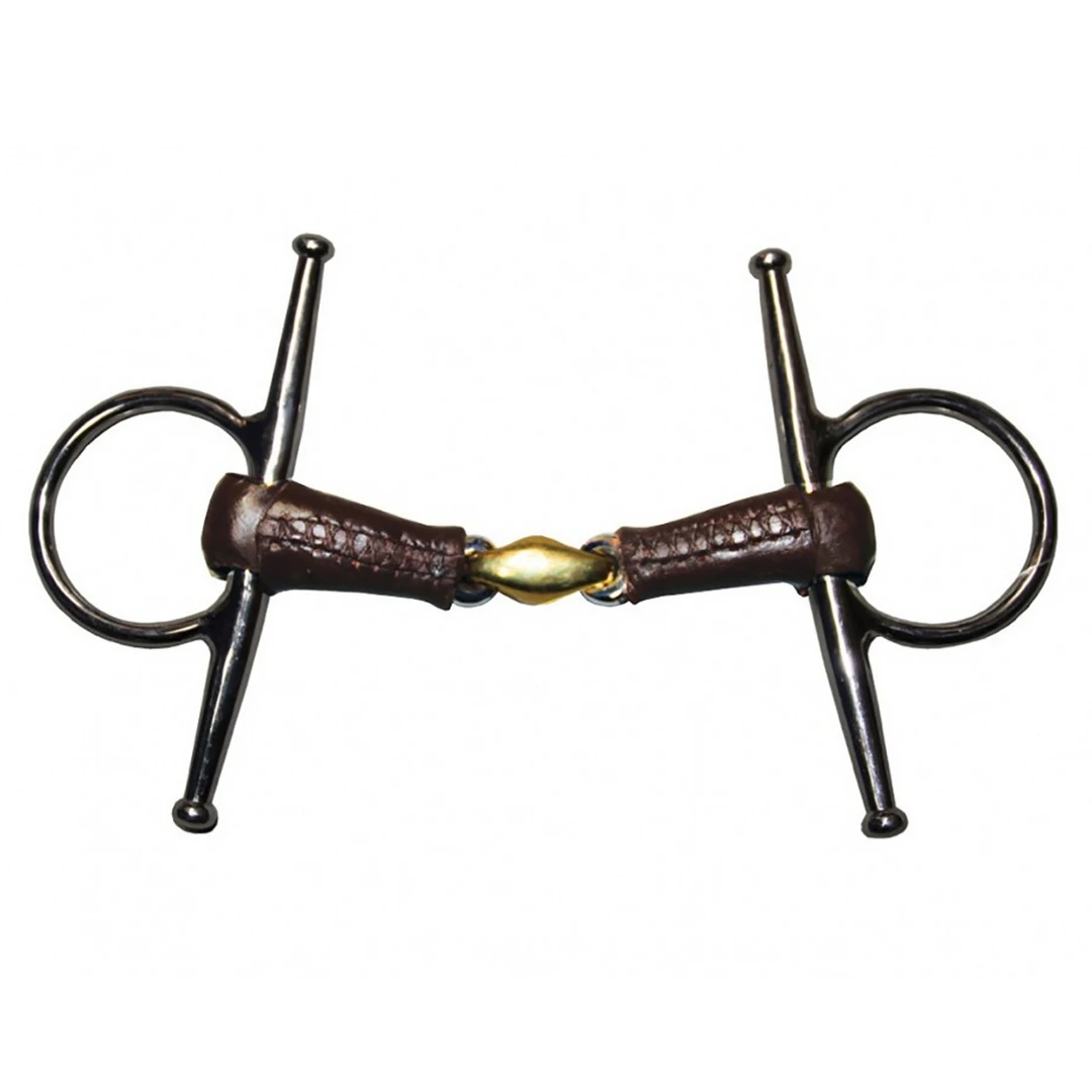 Brand new 🛒 French Equestrian Jump'in Leather Covered French Link Full Cheek Bit 😀 3 French Equestrian Jump'in Leather Covered French Link Full Cheek Bit