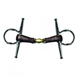 French Equestrian Jump'in Leather Covered French Link Full Cheek Gag Bit