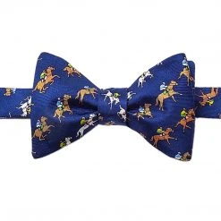 Wild Attire Inc. Win, Place, Show Navy Blue Silk Self-Tie Bow Tie