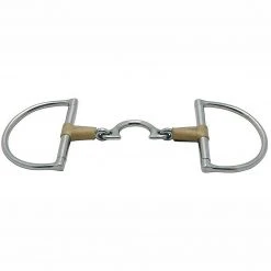 Partrade Metalab Jointed Rawhide Leather With Quarter Moon D-ring Snaffle Bit