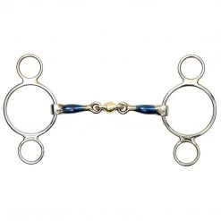 Shires Equestrian Products Shires Blue Sweet Iron Two Ring Gag With Lozenge Horse Bits