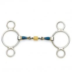English Riding Supply Centaur Blue Steel 2-Ring Gag Bit With Loose Brass Roller Disks Horse Bits
