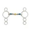 English Riding Supply Horse Bits Centaur Blue Steel 3-Ring Gag Bit With Loose Brass Roller Disks