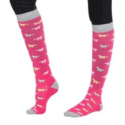 JPC Equestrian TuffRider Ladies Flamingo/Boat/Horse Knee Hi Socks