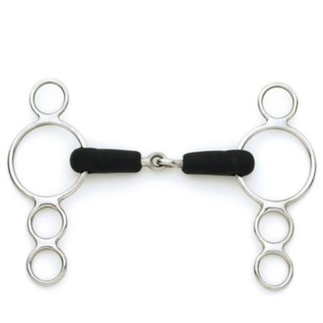 Best Sale ✨ English Riding Supply Centaur Stainless Steel Jointed Rubber Mouth 3-Ring Gag Bit ⌛ 3 English Riding Supply Centaur Stainless Steel Jointed Rubber Mouth 3-Ring Gag Bit
